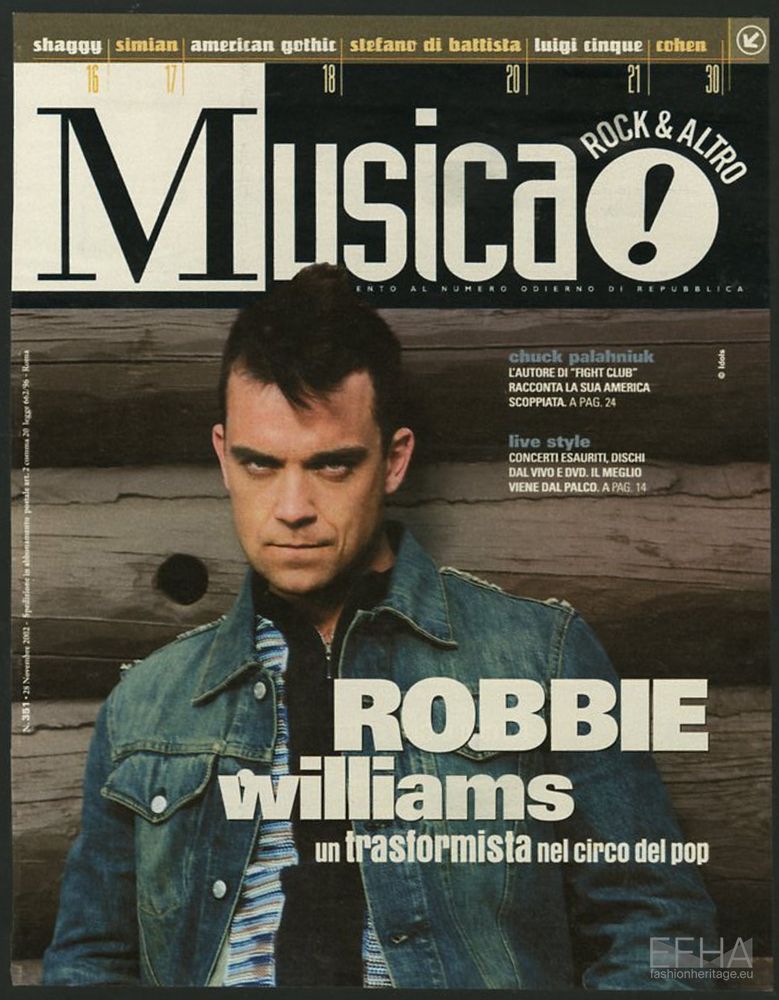 Archivio Missoni - Robbie Williams with a stripped Cardigan by Missoni